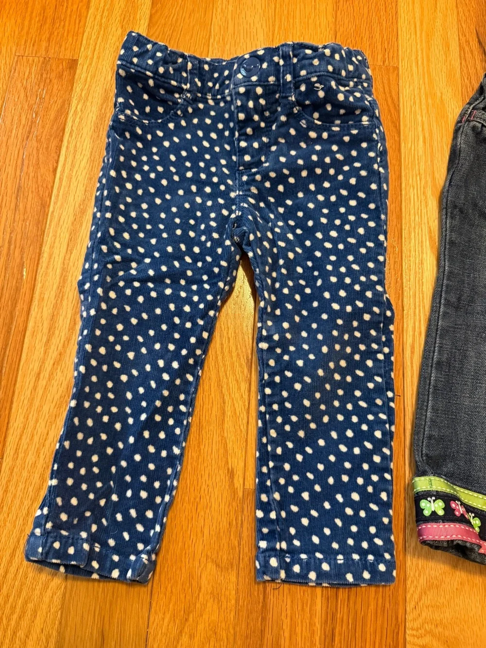 Kids Blue Polka Dot Corduroy & Dark Denim Jeans Set